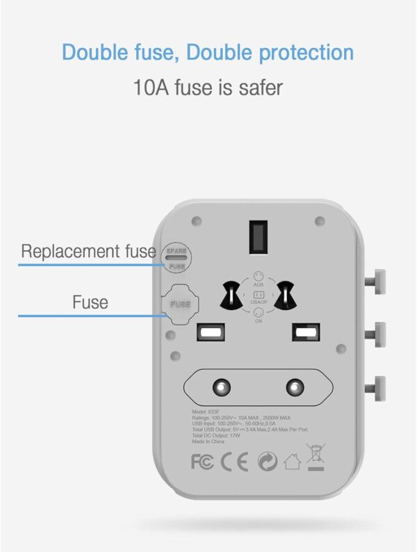 TESSAN Plug Adapter Worldwide with 4 USB and 1 AC Socket, International Travel Adapter UK to European Power Universal Plug Adaptor for EU USA Australia Thailand - Image 5