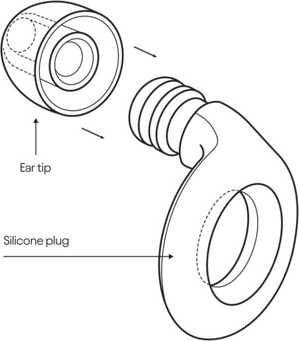 Loop Quiet - Ear Plugs for sleep – Super Soft, Reusable Hearing Protection in Flexible Silicone for Noise reduction & Flights - 8 Ear Tips in XS/S/M/L - SNR 24dB & NRR 14 Noise Cancelling - Black - Image 8